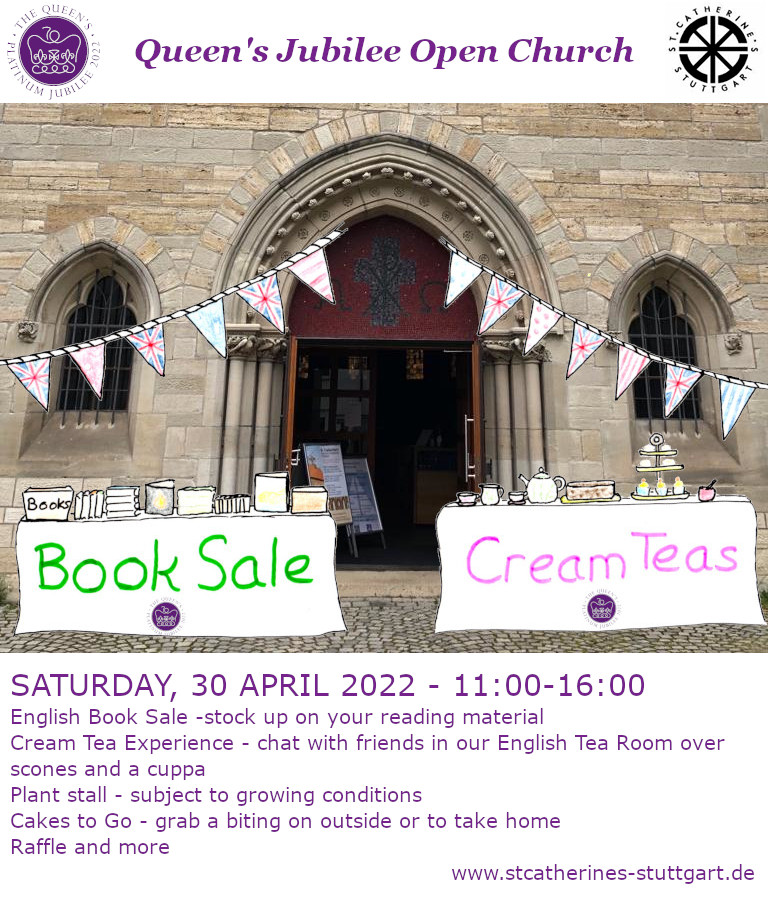 Flier for Book Sale, Cream Teas Queen's Jubilee Open Church Fundraiser